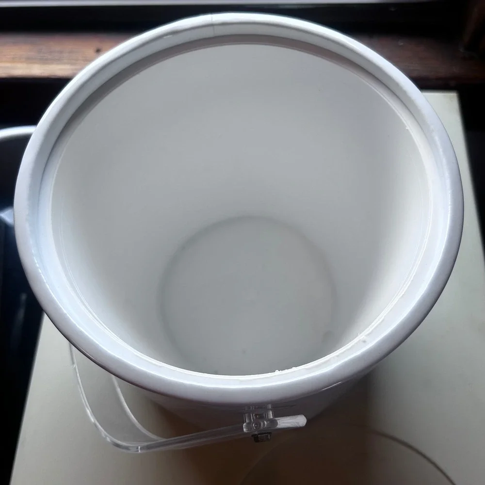 Vintage White Insulated Ice Bucket with Clear Acrylic Handle and Lid Made in USA